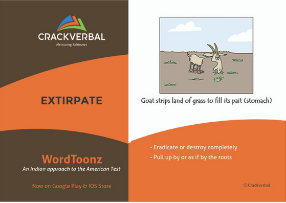 CrackVerbal's GRE Flashcard for 'Extirpate'