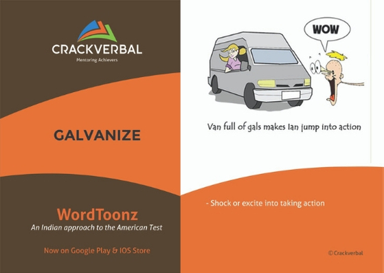 CrackVerbal's GRE Flashcard for 'Galvanize'