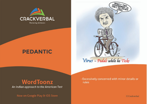 CrackVerbal's GRE Flashcard for 'Pedantic'