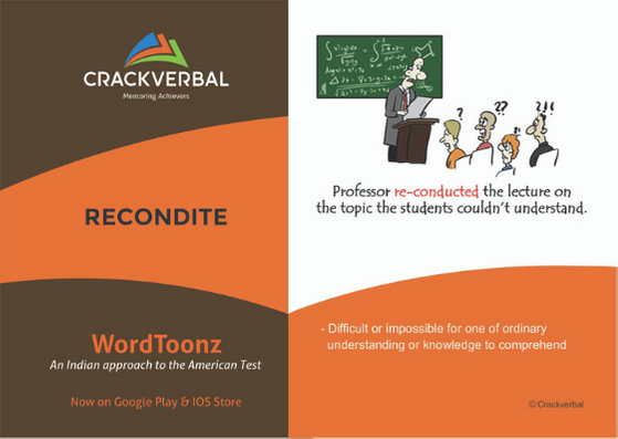 CrackVerbal's GRE Flashcard for 'Recondite'