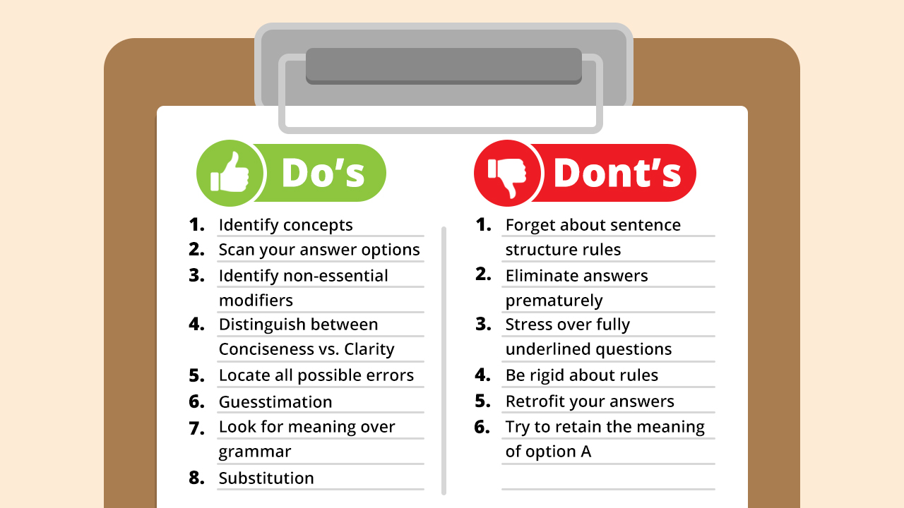 GMAT SC Do's & Don'ts GMAT SC Do's & Don'ts