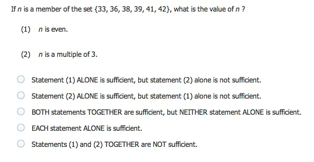 GMAT Focus Data Sufficiency - Question Options GMAT Focus Data Sufficiency - Question Options